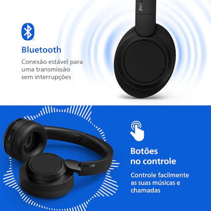 PHILIPS H6509 Wireless Headphones, Over-Ear Bluetooth 5.3 Headphones with Noise Canceling Pro, Dynamic Bass, 70H Battery Life, Fast Charging, Soft Ear Cups, Multipoint Connectivity, App Control