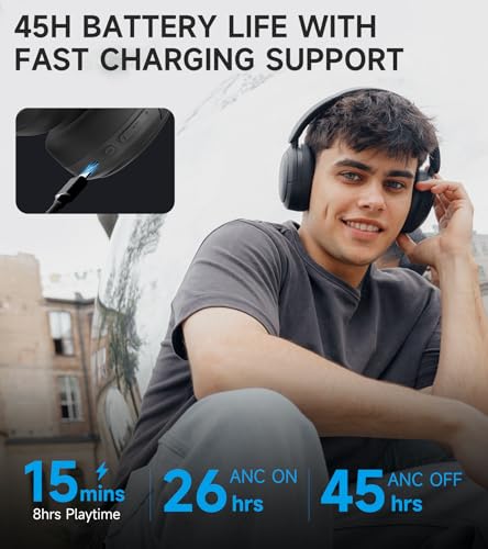 Edifier W800BT Pro Hybrid Active Noise Cancelling Headphones - Hi-Res Audio - AI Call Noise Cancellation - 45H Playtime - Fast Charging - Foldable - Wireless Over-Ear Bluetooth 5.4 Headphones - Black - color: Black