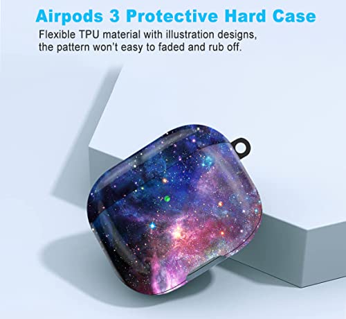 Compatible with Airpods 3rd Generation Case - Wonjury Protective Hard Compatible with Airpods 3 Case Cover with Cleaner Kit Women Girls Keychain, Galaxy Marble - color: Galaxy Marble