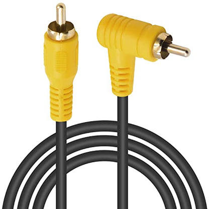 Duttek 5ft/1.5M Right Angle RCA Cable, 90 Degree Male to Male Stereo with 4K Gold-Plated Port for Amplifiers, Home Theater, HDTV, Home Stereo and DVD - size: 5ft/1.5M, style: 90 Degree RCA Male to Male