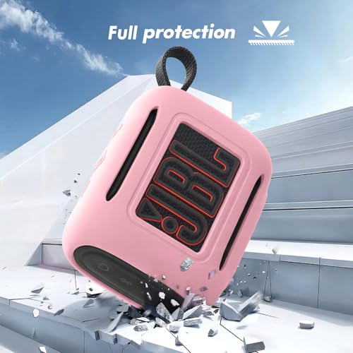 Silicone Case Compatible with JBL GO 5 Bluetooth Speaker, Travel Carrying Protective Sleeve Cover with Carabiner (Pink) - color: Pink
