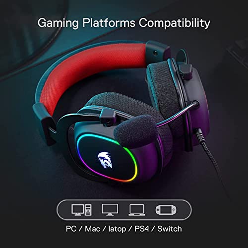 Redragon H510 Zeus-X RGB Wired Gaming Headset - 7.1 Surround Sound - 53MM Audio Drivers in Memory Foam Ear Pads w/Reliable Fabric Cover- Multi Platforms Headphone - USB Powered for PC/PS4/NS | Gaming Headset Breathable Fabric Removable Microphone Immersiv
