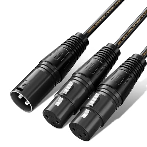 Tisino XLR Splitter Cable, 2 Female to 1 Male XLR Y-Splitter Cable, 5 FT | 3-Pin XLR Balanced Microphone Combiner Y Adapter for Mixer Studio, Dual Female to Male OFC Shielded Mic Patch Audio Lead - size: 5 feet