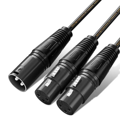 Tisino XLR Splitter Cable, 2 Female to 1 Male XLR Y-Splitter Cable, 5 FT | 3-Pin XLR Balanced Microphone Combiner Y Adapter for Mixer Studio, Dual Female to Male OFC Shielded Mic Patch Audio Lead - size: 5 feet