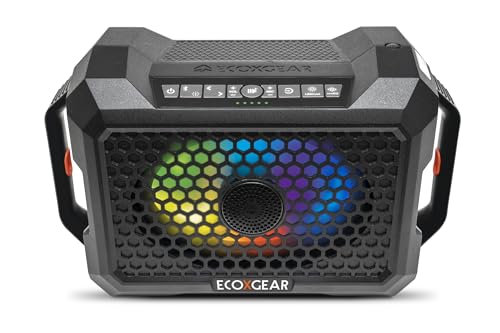 ECOXGEAR Defender: Outdoor Portable Bluetooth Speaker, 121dB Massive Sound, Waterproof and Drop Proof, with LED Party Lights, Pair up to 100, 25+ Hours Playtime (Black Oak) - color: Black Oak