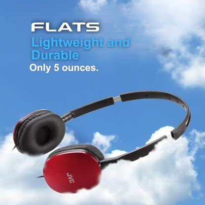 JVC HAS160R Flat Headphones - Red, One Size - color: Red, style: No Mic