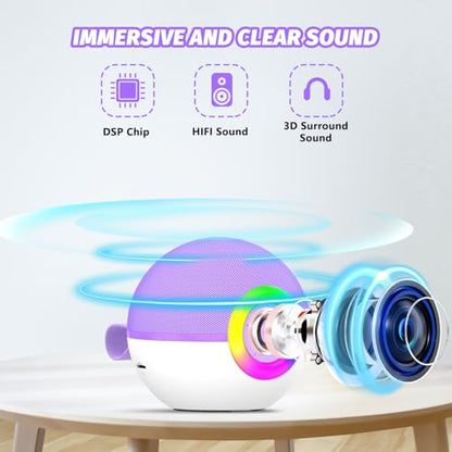 Mgaolo Mini Karaoke Machine for Kids Adults,Portable Bluetooth Speaker with 2 Wireless Microphones,Gift Toys with MP3 Player for Boys Girls 3-12 Year Old Birthday Family Home Party Present (Purple) - color: Purple 2mic