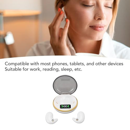 Yunseity Mini Bluetooth Earbuds, in Ear Stereo Earphones with Digital Display Charging Case, Mini for Sleep Work Music (White) - color: White