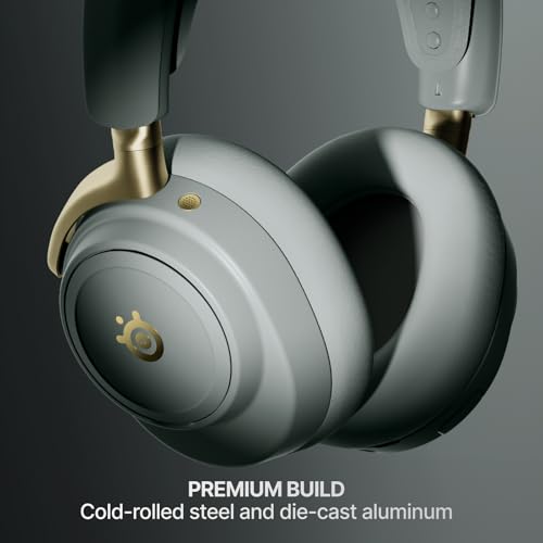 SteelSeries Arctis Nova Elite - Hi-Res Wireless Gaming Headset — 96kHz/24bit — Carbon Fiber Speakers — ANC — AI Noise Rejection — App — 2.4GHz + BT — Multi-Source Mix — OmniPlay PC+PlayStation+Xbox - color: Sage & Gold