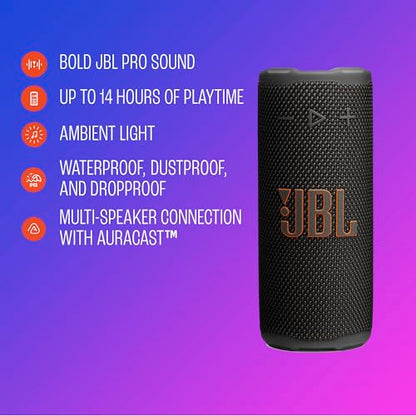 JBL Grip Portable Bluetooth Speaker, Waterproof, Ambient Light - Squad | Up to 14 Hr Playtime, AI Sound Boost, IP68 Waterproof And Dustproof, Drop-Proof, App Control, Ideal For Outdoor And Travel - color: Squad