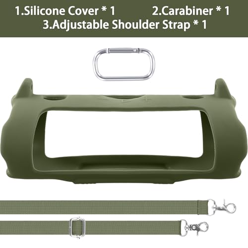 khanka Silicone Case for JBL Charge 6 Waterproof Speaker,Military Green | EVA Hard Shell, Carabiner Clip Attachment, Travel-Ready Portable Storage, Impact Resistant Protection, Secure Custom Fit - color: Military Green