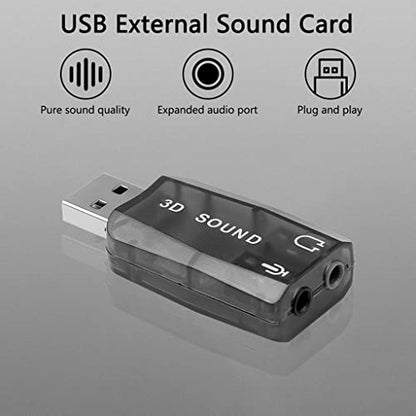 USB to 3.5mm Adapter USB 2.0 to Aux Mic Headphone External 3D Sound Card HFR8103 Chip for PC