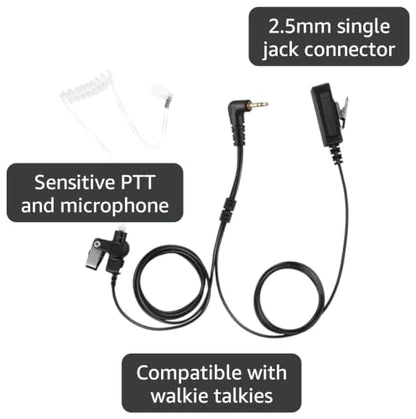 2 Wire Acoustic Tube Ear Piece Ptt Mic Earpiece Two Way Radio Headset for Motorola Talkabout Walkie Talkie T260tp(Black,Wired)