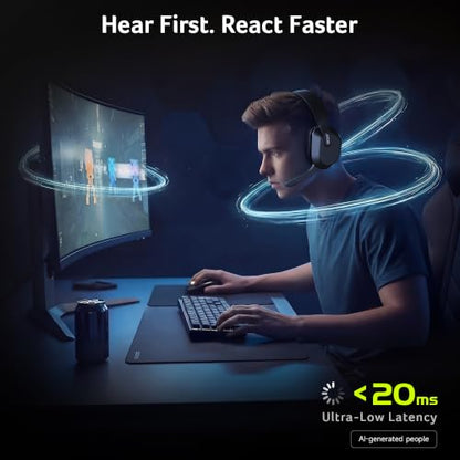 Acer Wireless Gaming Headset for PS5, PS4, PC, Switch, 2.4GHz & Bluetooth 6.0 Gaming Headphone with Flip-to-Mute Mic, Lightweight Glasses-Friendly, 70H Battery - Black - color: Black