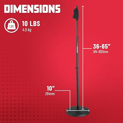 Gator Frameworks Microphone Stand with 10" Weighted Base and Deluxe Soft Grip Squeeze Height Adjustment, (GFW-MIC-1001) - style: 10" Weighted Base - Deluxe Height Adjust