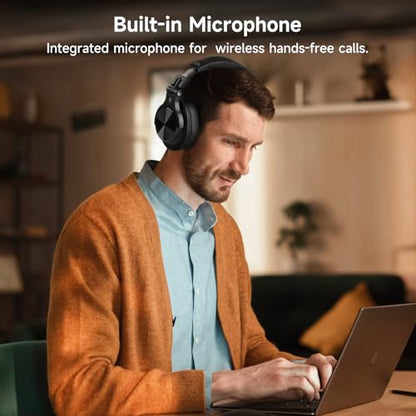 OneOdio A70 Bluetooth Over-Ear Headphones, Hi-Res Wired DJ Studio - Black | Wireless over-ear headphones with 72H playtime, 3.5mm/6.35mm wired jacks for studio monitoring, mixing, guitar, amp and PC - color: Black