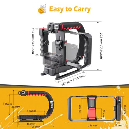 Zeadio Camera Smartphone Handheld Stabilizer, Triple Cold-Shoe Handle Grip Compatible with All Camera Action Camera DSLR Smartphone - style: Standard Version