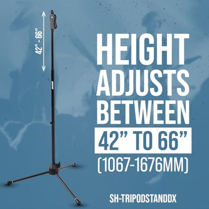 Shure by Gator Deluxe Tripod Mic Stand with Pistol Grip One-Handed Clutch; (SH-TRIPODSTANDDX) - style: Deluxe Clutch