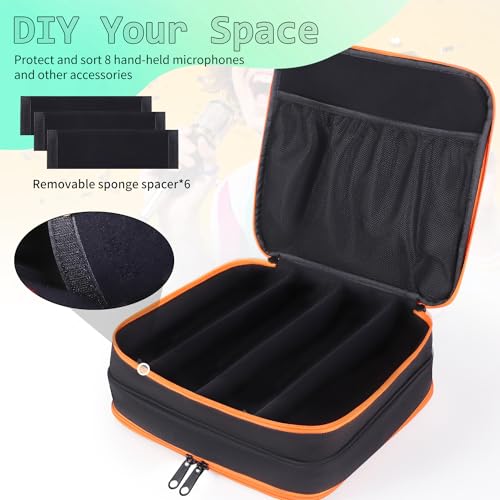 Microphone Case,Wireless Microphone Bag,Portable Storage Case | 8 Slots Mic Carrying Box Bags-Travel Adjustable Foam Box,Fits Singing,Karaoke,Party(Bag Only)