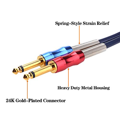 Dual 1/4 inch TS to Dual RCA Stereo Audio Interconnect Cable Patch Cable Cords -9.8 ft - size: 10 feet