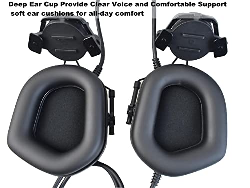 Helmet Mode Tactical Shooting headset + with U94 PTT 2pin with ARC Rail Adapter Noise Reduction & Sound Pickup Ear Protection (Black) - color: Black