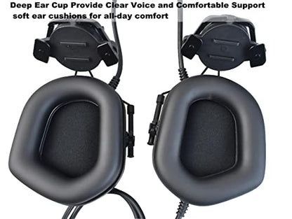 Helmet Mode Tactical Shooting headset + with U94 PTT 2pin with ARC Rail Adapter Noise Reduction & Sound Pickup Ear Protection (Black) - color: Black
