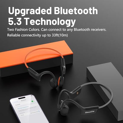 Bone Conduction Headphones,IPX7 Waterproof Wireless Bone Headphones,Open Ear Headphones Bluetooth 5.3 Built-in Mic,10H Playtime for Running,Cycling,Hiking,Gym,Workout. - color: Light Orange