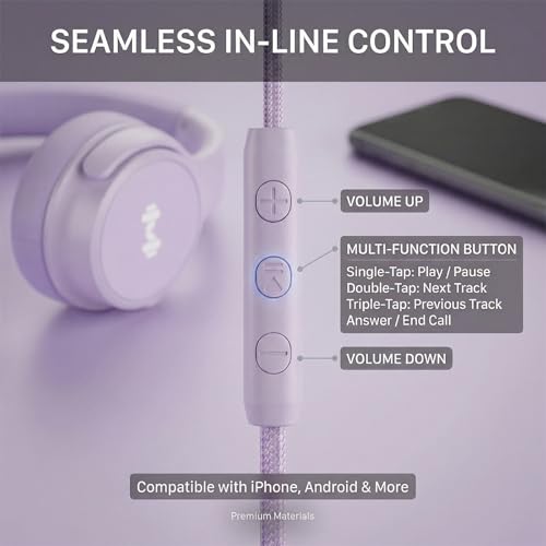 Wired Over-Ear Headphones, Mic, 3.5mm, USB-C Adapter, Purple | Over-ear comfort with inline mic, volume control, 3.5mm jack, and USB-C adapter for phones, laptops, PCs, and tablets. - color: Purple