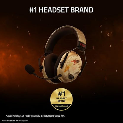 Razer BlackShark V3 Pro Wireless ANC PC Gaming Headset, CS2 Edition | Full Band Mic, 50mm Drivers, 2.4 GHz, Bluetooth, USB, 3.5mm, Works with Mac, PS5, Nintendo Switch, Smartphone, 70 Hr Battery - color: Counter-Strike 2 Edition, style: PC