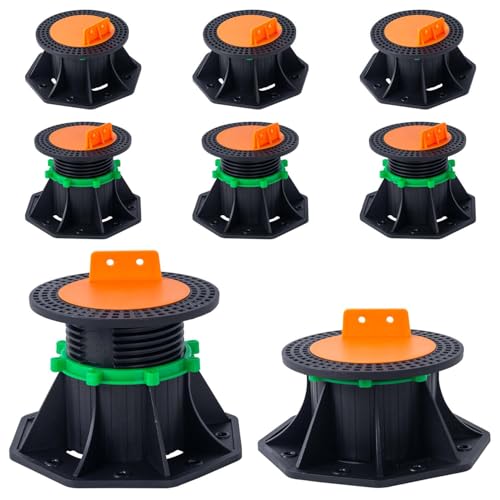 8 PCS Adjustable Plastic Pedestal Paver 3.5" to 5.5",Floor Slate Support Floor Lift,Deck Support Floor Raising (Enhanced Unilateral keel Slot) - size: Enhanced Unilateral keel slot