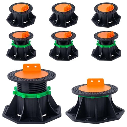 8 PCS Adjustable Plastic Pedestal Paver 3.5" to 5.5",Floor Slate Support Floor Lift,Deck Support Floor Raising (Enhanced Unilateral keel Slot) - size: Enhanced Unilateral keel slot