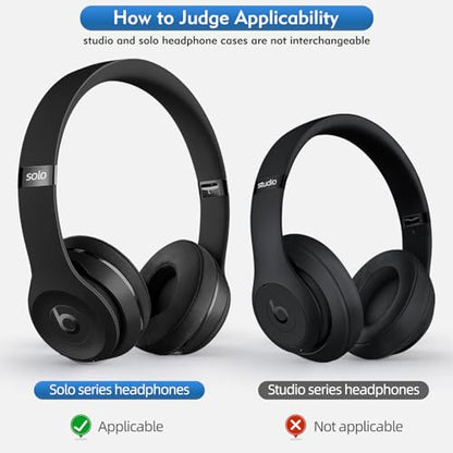 Beats Solo 2 & 3 Earpad Replacement | Beats Replacement Ear Cushions Made of Protein Leather And Memory Foam, Soft and Durable Beats Replacement Ear Pads