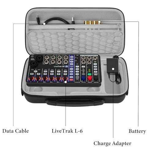 GEEKRIA Hard Shell Travel Case Compatible with Zoom LiveTrak L6 / L6 Digital Mixer, Audio Mixer Carrying Bag (Dark Gray) - style: For L6