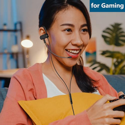 in-Ear Wired Earbuds with Ear Hooks, Gaming Headset & Boom Mic | Detachable Boom Mic, Lightweight & Secure Fit, for 3.5mm Device, Ideal Headphones for Gaming, Call Centers Use