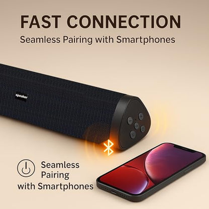Portable Bluetooth Speaker Home Wireless Sound Bar, Home Theater Speaker System Compatible for PC, Laptop, Smartphones (Black)