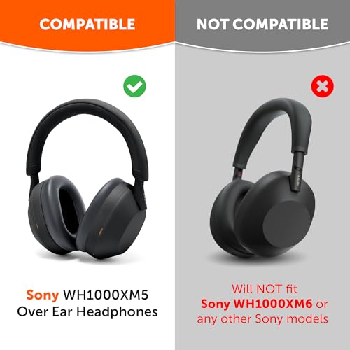 WC PadZ XM5 - Premium Replacement Earpads Compatible with Sony WH-1000XM5 | Made by Wicked Cushions | Soft PU Leather, Extra Thick, Noise-Isolating Memory Foam | Black - color: Black