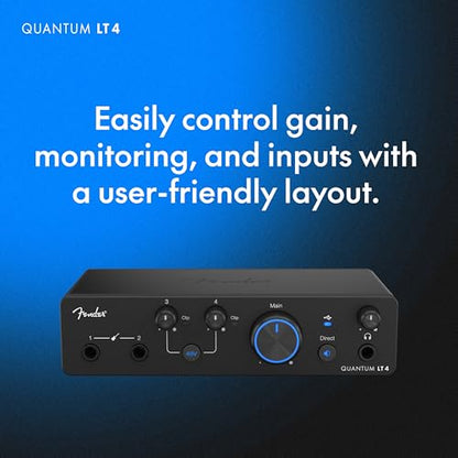 Fender Quantum LT 4 | 4x2 USB-C Audio Interface for Music Production, Dual MAX-HD Mic Preamps, Dual Instrument Inputs, Low-Latency Drivers, Loopback, Balanced Outputs, Headphone Amp, Mac & PC | 4x2 USB-C Audio Interface for Music Production. Dual MAX-HD M