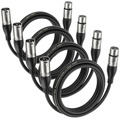 EBXYA XLR Cable 6ft 4 Packs Microphone Cable with 3-Pin XLR Male to Female | Balanced, Professional Shielded, for Mic, Mixer, Speaker Systems, Radio Station and Podcast, Black - color: Black, size: 6 Feet-4 Pack
