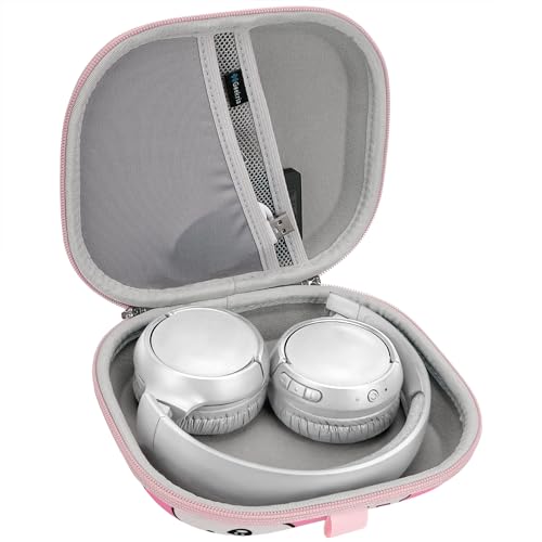 Geekria Shield On-Ear Headphones Case Compatible with JBL Tune 520BT, Tune 510BT, Tune 660NC, Live 400BT, Replacement Hard Shell Travel Carrying Bag with Cable Storage (Pink) - color: pink