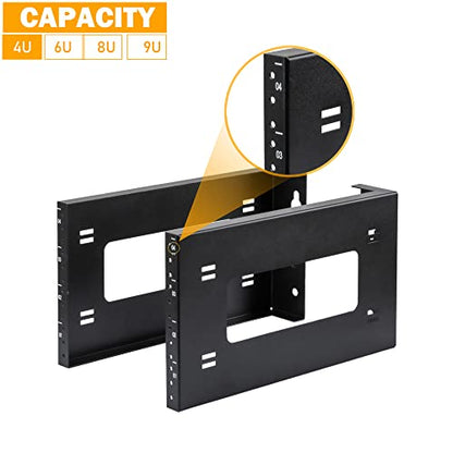 RIVECO 4U Open Frame Rack Wall Mount & Desktop Mount, No Assembly Required Server Rack for Network Equipment & Data AV HiFi Stereo Gaming Electronics Shelf - size: 4U