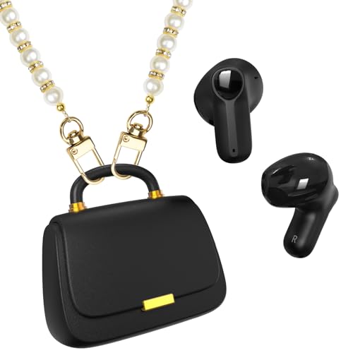 ANCwear Wireless Earbuds with Mini Handbag Case, 22H Playtime, Black | Bluetooth 5.3, 13mm drivers, touch controls and DIY stickers for music, calls, travel, everyday wear and gifting - color: Black Pearl