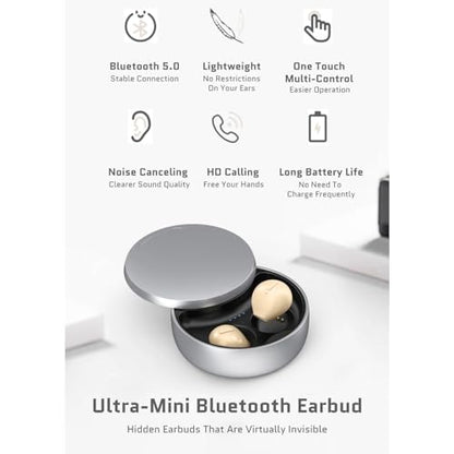 Yoidesu Mini Earbuds, Super Long Endurance Noise Cancelling Headset with Mini Compact Design, Bluetooth 5.4 Connection, for Phones, Computers, Tablets and More (White) - color: White