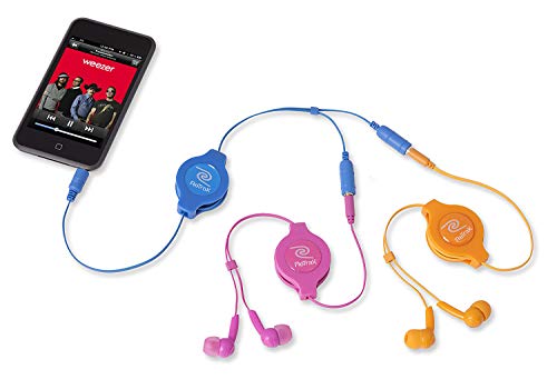 ReTrak Retractable Headphones Splitter, Blue ( ETCABLESPLBU) - color: Blue
