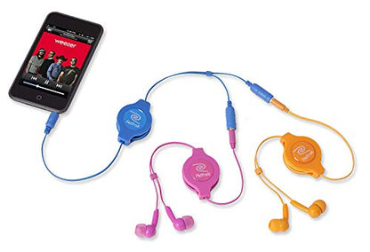 ReTrak Retractable Headphones Splitter, Blue ( ETCABLESPLBU) - color: Blue