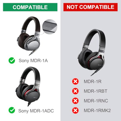 Replacement Ear Pads for Sony MDR-1A/ MDR-1ADAC Headphones - Brown | Fit for Sony MDR-1A/ MDR-1ADAC/ MDR1A Headsets, Premium Protein Leather, Memory Foam Ear Cushions, Comfort Fit, Easy Install