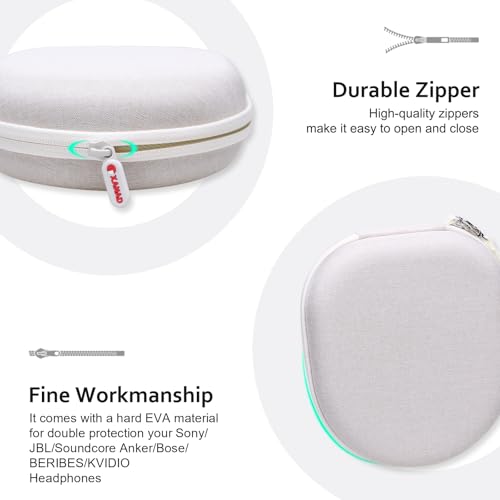 Headphone Headset Case Compatible with Soundcore by Anker Q20i/JLab/TALIX H30/JBL Tune 510BT 720BT 520BT 770NC/Sony WH-CH520 WH-CH720N/BERIBES/KVIDIO Wireless On-Ear Headphones,Cream - color: Light Khaki