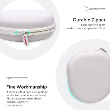 Headphone Headset Case Compatible with Soundcore by Anker Q20i/JLab/TALIX H30/JBL Tune 510BT 720BT 520BT 770NC/Sony WH-CH520 WH-CH720N/BERIBES/KVIDIO Wireless On-Ear Headphones,Cream - color: Light Khaki