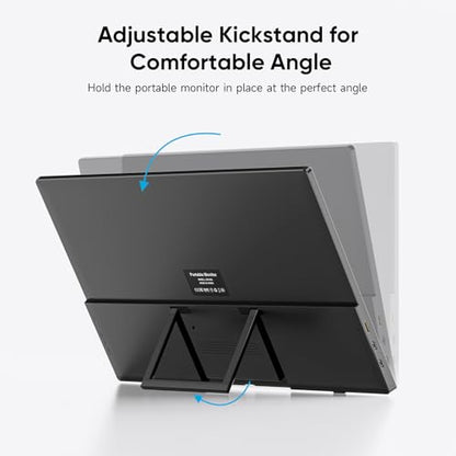 Dopesplay 15.6" Portable Monitor, FHD 1080P Laptop Screen Extender | Built-in kickstand, 75x75mm VESA. Slim IPS HDR display with speaker, Dual USB-C & HDMI, For PC/Mac/Phone/PS/Xbox/Switch