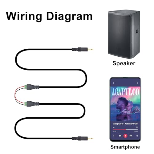 Poyiccot 3.5mm Screw Terminal Connector, 2Pack 3.5mm (1/8") TS Mono Male to 2 Pin Screw Terminal Female Headphone Balun Solderless Converter Adapter Cable (30cm) - size: 3.5mm ts mono cable 30cm