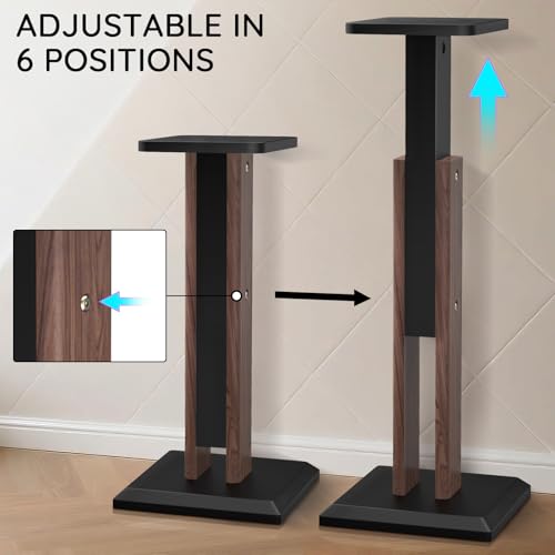 Wood Speaker Stands Pair, 25'' to 34'' Height Adjustable Speaker Stands - color: Wood, size: 25''to 34''